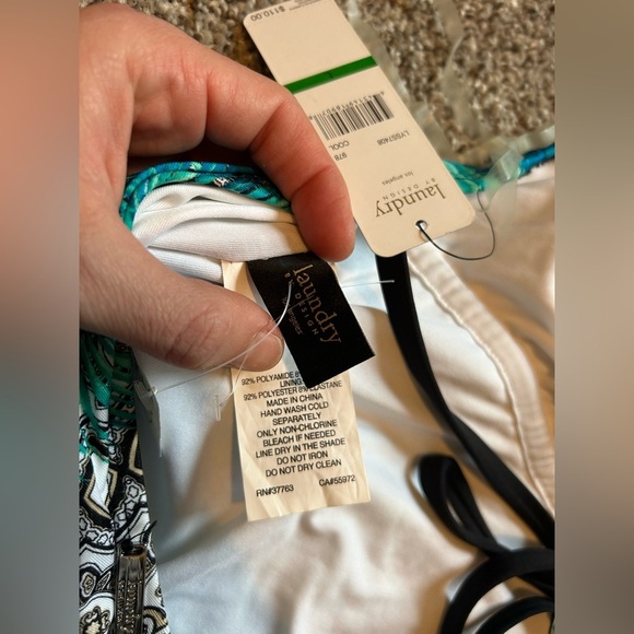 Laundry by design NWT Tropical Blue and Green open back One Piece Swimsuit - Picture 7 of 8